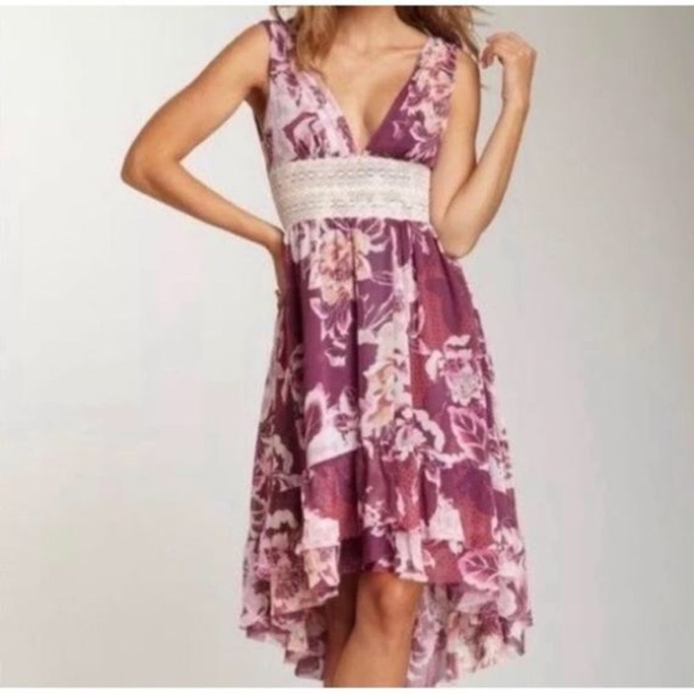 Free People plunge floral and lace dress